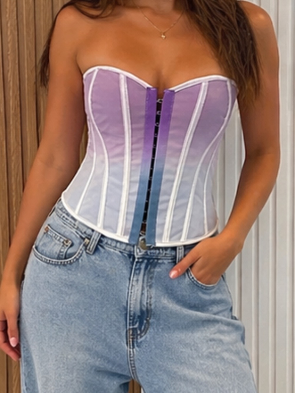 Hand-Dyed Fairy Corset Top | One of a Kind | Lace-Up Back | Pastel Ombre Bustier